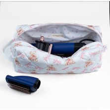 Baby Kangaroo Ayıcık ve Kurdele Desenli Suya Dayanıklı Kapitoneli Saç Şekillendirici Çantası, Airwrap ve Tüm Saç Şekillendiricilerine Uyumlu çanta,  Xl Boy Seyahat Çantası, Büyük Makyaj Çantası,