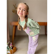 Kiız Çocuk 2'li Takım. Çiçek Motifli Mükemmel Kalite 2 Iplik Tam Kalıp Pamuklu Takım