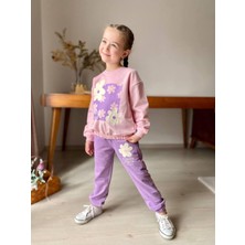 Kiız Çocuk 2'li Takım. Çiçek Motifli Mükemmel Kalite 2 Iplik Tam Kalıp Pamuklu Takım