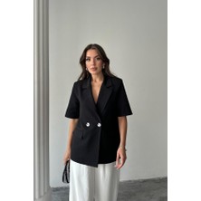 AYDOGANTICARET44 Siyah Kısa Kollu Blazer Ceket