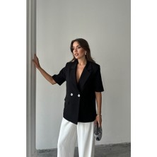 AYDOGANTICARET44 Siyah Kısa Kollu Blazer Ceket