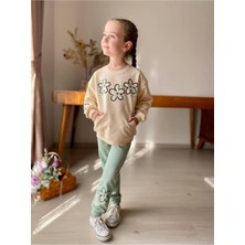 Çiçekli Kanguru Cepli Kız Çocuk 2'li Takım