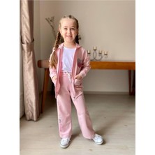 Ki̇z Çocuk Eşofman Taki̇mi̇ 2 Li̇. Boru Paça Farmuarli̇ Kapuşonlu Takim. Love Baski̇li̇ Taki̇m.