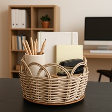 Raddan Core Premium Papatya Renk Çok Amaçlı Yuvarlak Dekoratif Sepet