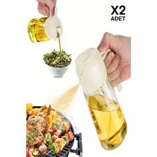 2 Adet Çift Fonksiyonlu Cam Yağdanlık 550ML Zeytinyağı Sıvıyağ Şişe Sprey Airfryer Yağlık Sirkelik