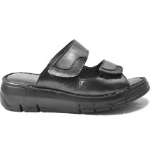 Onlo Ayakkabı K-34 Hakiki Deri Cırtlı Anatomik Kalın Taban Kadın Terlik