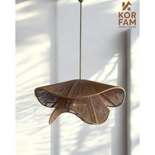 KorFam BREEZE AVİZE - Kahverengi Hasır El Yapımı Bohem Asimetrik Şekilli Rustik Avize