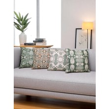 Nunu Teks Çift Tarafı Baskılı Kırlent Kılıfı | Motif Desenli Kırlent Kılıfı | 4'lü Takım Kırlent Kılıfı