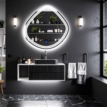 Nomari Beyaz Led'li Lazer Kumlamalı Lavabo & Banyo Aynası (Dokunmatik Sensörlü)