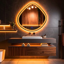 Arelu Amber Led'li Lazer Kumlamalı Lavabo & Banyo Aynası (Dokunmatik Sensörlü)