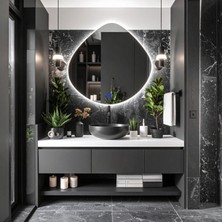 Zynor Beyaz Led'li Lazer Kumlamalı Lavabo & Banyo Aynası (Dokunmatik Sensörlü)