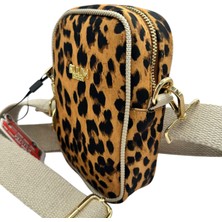Kuum London Çarpraz Omuz Askılı Leopar Desenli Premium Kadın Çantası 19X12X8