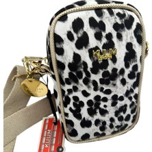 Kuum London Çarpraz Omuz Askılı Leopar Desenli Premium Kadın Çantası 19X12X8