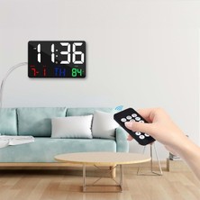 UltraNova Renkli HD LED Duvar Saati, Gün, Tarih, Sıcaklık, Alarm, USB, Modern Tasarım, Beyaz, 25x20 cm