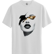 Color Luxe Velvet Noise - %100 Pamuklu Kadın Beyaz Tişört - Premium Quality