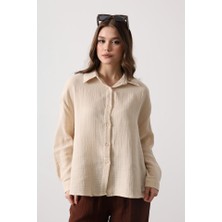 Arben Boutique Müslin Uzun Kol Gömlek - Bej