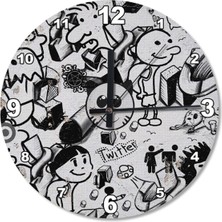 Çap Komik Karikatürler Ahşap Duvar Saati 50 cm