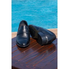 Elevold El Yapımı Loafer Model Siyah +7 Cm Boy Uzatan Erkek Ayakkabı Gizli Topuklu Kundura