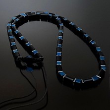 Doğal Taş Kolye, Mavi Küp Hematit ve Siyah Akik Kolye, Kadın Kolye, Erkek Kolye