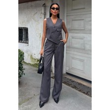 Arben Boutique Yeleği Çapraz Detay Düğmeli Cepli Yelekli Takım 10150