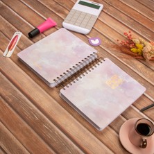 16,5X20 cm Pembe Sert Kapak Noktalı Tarihsiz Spiralli Defter
