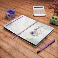 13,5X20 cm Mor Çiçekli Sert Kapak Noktalı Tarihsiz Dikişli Defter