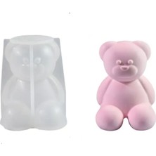 Epoksi Silikon Taş Tozu Beton Mum Kalıbı Büyük Boy Sevimli Ayıcık Kalıbı 7.8X7X6.7 cm