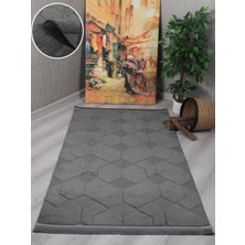 Modern Dekoratif Lara Dokuma Salon Oturma Odası Balkon Mutfak Halısı Koridor Halı Yolluk  9400D Antrasit
