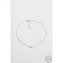 So CHIC İtalyan Minimal 18 Ayar Beyaz Altın Kaplama 26 Cm Gümüş Halhal