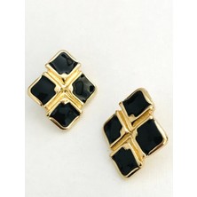 Çelik Siyah Taşlı Küpe