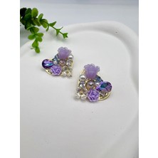 Çiçek Bahçesi Tasarım Küpe (Mor)