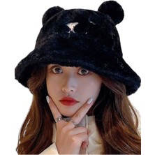 Uniquetrenders Kadın Sevimli Ayı Kulak Peluş Bucket Şapka