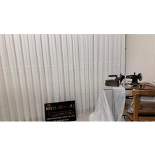 Nivemeshome Çizgili Kurşunlu Şantuk 1/3 Sık Pileli Tül Perde Apm