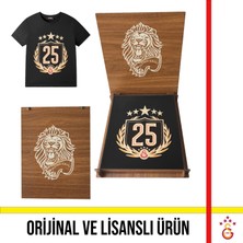 Galatasaray Lisanslı 2025 Şampiyonluk Özel Siyah Çocuk T-Shirt Aslan Ahşap Kutulu