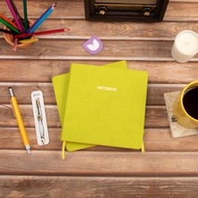 16,5X16,5 cm Fıstık Yeşil Yumuşak Deri Kapak Noktalı Tarihsiz Dikişli Defter