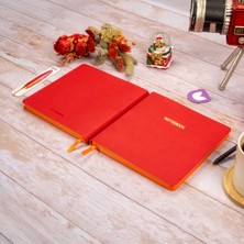 16,5X16,5 cm Kırmızı Yumuşak Deri Kapak Noktalı Tarihsiz Dikişli Defter
