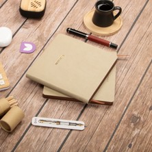 16,5X16,5 cm Krem Yumuşak Deri Kapak Noktalı Tarihsiz Dikişli Defter