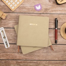 16,5X16,5 cm Krem Yumuşak Deri Kapak Noktalı Tarihsiz Dikişli Defter