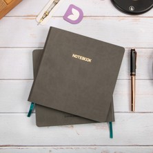 16,5X16,5 cm Füme Yumuşak Deri Kapak Noktalı Tarihsiz Dikişli Defter