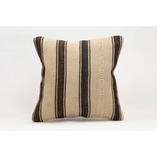 El Yapımı Kilimden Yapılmış Vintage Kırlent Kılıfı, Yün, 40X40 cm