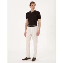 Pierre Cardin Erkek Bej Slim Fit Keten Karışımlı Pileli Kumaş Pantolon 50306776-VR011