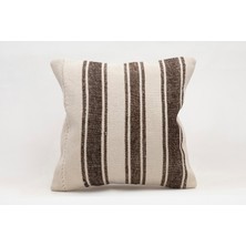 El Yapımı Kilimden Yapılmış Vintage Kırlent Kılıfı, Yün, 40X40 cm