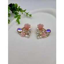 Çiçek Bahçesi Tasarım Küpe (Pembe)