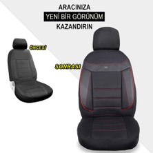 Her Araca Uyumlu Oto Koltuk Kılıfı Seti - Venüs Serisi Siyah/kırmızı
