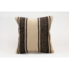 El Yapımı Kilimden Yapılmış Vintage Kırlent Kılıfı, Yün, 40X40 cm