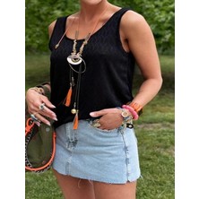 Jakarlı Kalın Askılı Atlet Bluz