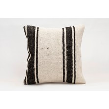 El Yapımı Kilimden Yapılmış Vintage Kırlent Kılıfı, Yün, 40X40 cm