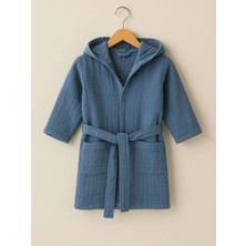 Hazel & Coral Çocuk & Bebek Bornozu Kapüşonlu Indigo Mavisi