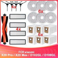 Pshcooe Xiaomi Robot Vakum X20 Pro / X20 Max / D102GL / D109GL Yedek Parçalar Ana Yan Fırça Hepa Filtre Paspas Pedi Toz Torbası (Yurt Dışından)