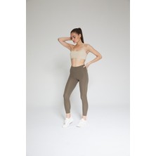Legginup Haki Kadın Yüksek Bel Kışlık Şardonlu Bilek Hizasında Warm Tayt - Herma